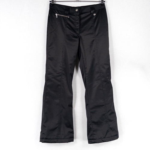 NILS Ski Snowboard Pants Womens 8 Black Sateen Lined Mid Rise Stretch Sportswear