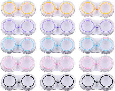Paquete De 15 Lentes De Contacto Clear Cute Kit De Almacenamiento De Contene...