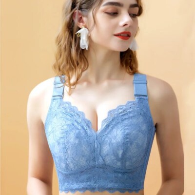Lace Plus Size Bra Deep Cup Shockproof Push Up Bras Women Underwear Breathable