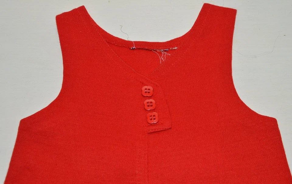 Vêtement enfant ancienne robe rouge fille retro vintage 70'S - Photo 3/4