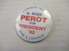 H. Ross Perot For President 1992  Button Pinback '92