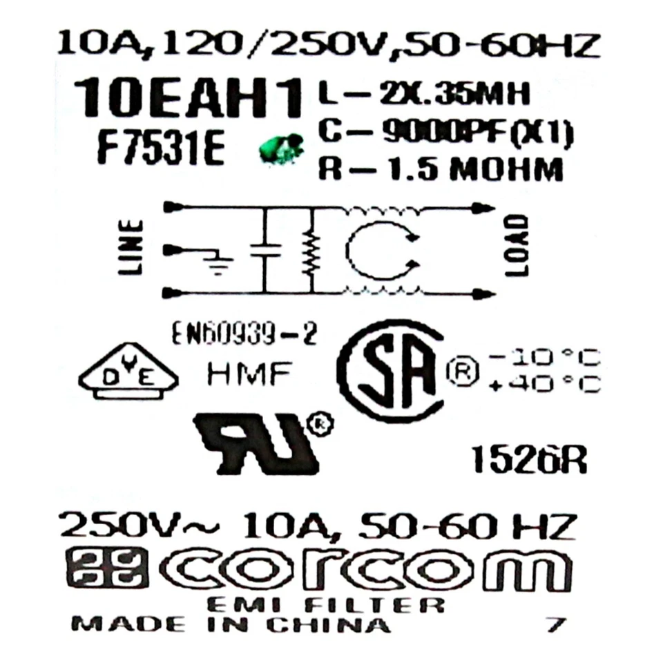 TE Connectivity Corcom 10EAH1 EMI Filter IEC 320 C18 Netzfilter Steckverbinder - Bild 3 von 3