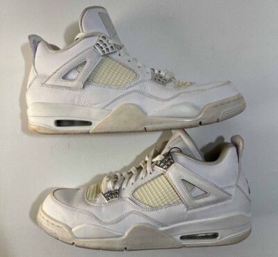 Size 12 Nike Air Jordan Retro Mid Pure Money Used White 2017 Leather  Silver 886916981684|