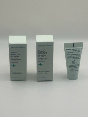 2 -Peach Slices Snail Rescue All In One Oil Free Moisturizer MINI .16oz, 5ml NIB