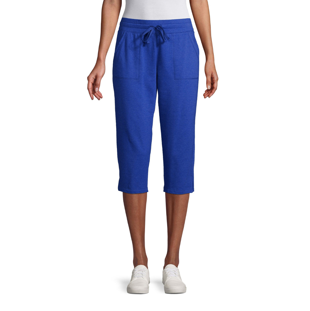 St. John’s Bay French Terry Capris Mid Rise Crop Pants Blue Petite Size