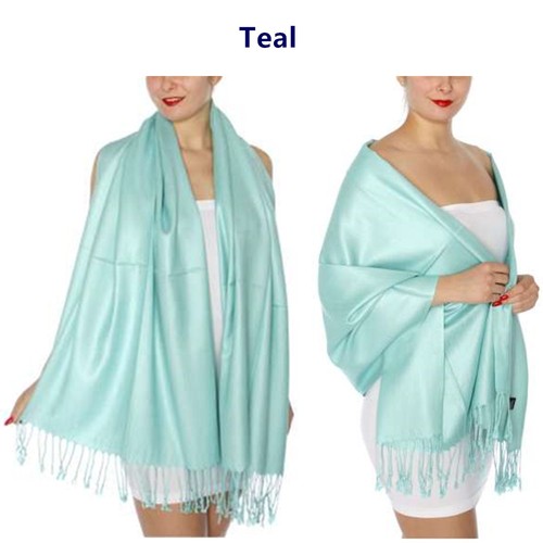 2PLY Long 78X28 Solid Silky Pashmina Shawl Wrap Stole Wool Feel Scarf - Picture 27 of 40