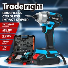 Traderight 21V Cordless Brushless Impact Driver 2 Battery 1/4" Electric Wrench