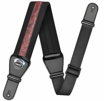 Lekato 3'' breit gepolsterte Gitarrengurte 45''-55'' verstellbar Bassgitarrengurt rot