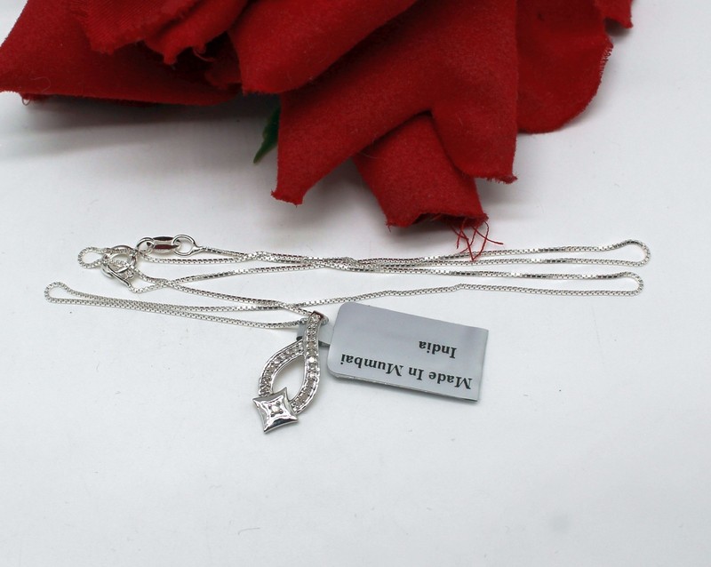 Sterling Silver NWT TGGC Diamond  TGGC 2.38g 18" Necklace  CAT RESCUE