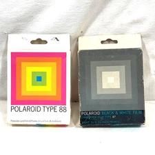2 pkgs, Vintage POLAROID FILM  Type 87 b&w, & Type 88 Color. 1976, 1986. SEALED