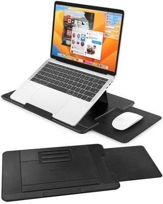 AboveTEK Adjustable Laptop Lap Desk, 3 Ergonomic 14.6'' x 10.2'' x 0.4'', Black