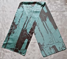 GENTS SCARF VINTAGE AUTHENTIC ABSTRACT ART AQUA GREEN GRAY SILK LONG MEN