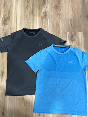 Under Armour Pack of 2 Men s Running T-Shirts, Blue/Grey, Size M