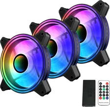 SAMA 120mm 3-in-1 PC Fan Set ARGB Infinity Mirror with Hub and Remote - 6CF120I