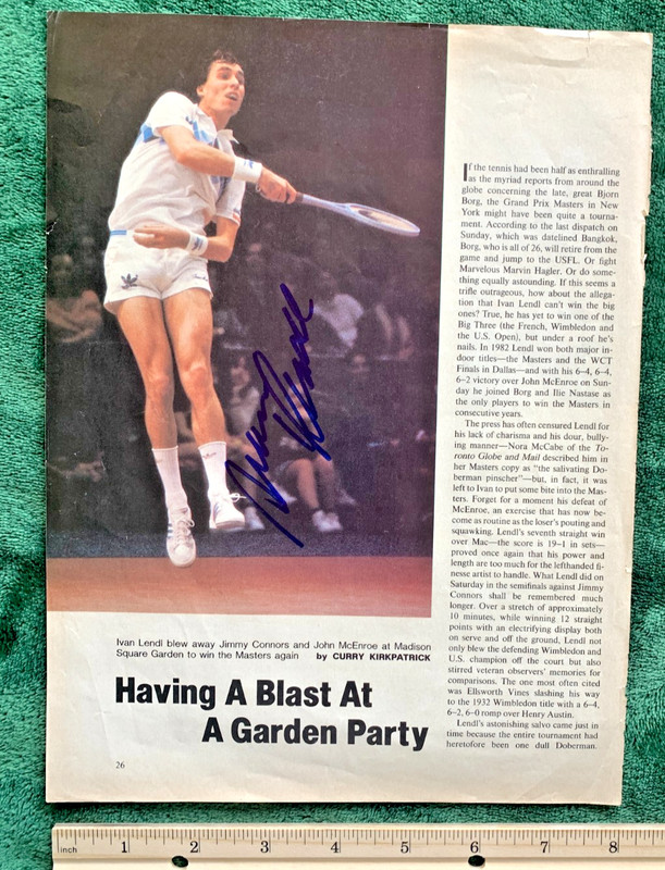 Ivan Lendl signed sports illustrated article obtained in person