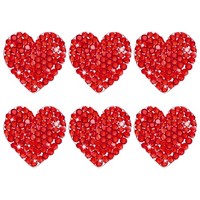 6Er-Set Strass-Herz AufbüGelpatches 2,5Cm Rot FüR Diy Basteln