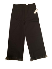 NEW Maeve the Colette Cropped Wide-Leg Pants Ruffle-Hem Edition Black Sz 28 NWT