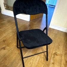 Black Metal Folding Chair, Matte Finish, Modern, Fully Assembled, Indoor