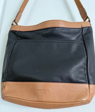 Margot NY Leather Purse Shoulder Bag Messenger Beige Black Medium 13x11