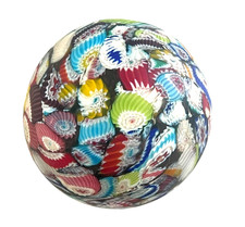 Italian Millefiori Art Glass Paperweight Multicolor-3"