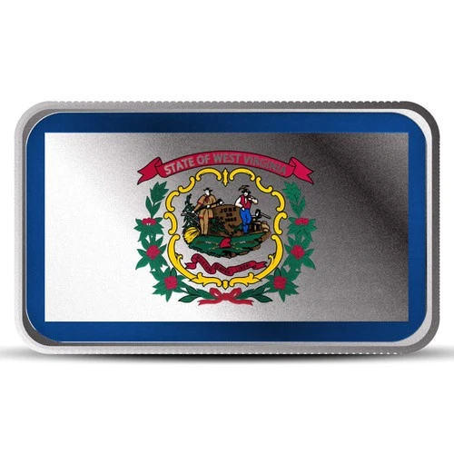1 oz West Virginia  State Flag Silver Bar (Colored)