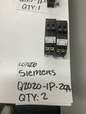 Siemens Q2020 20A 2-Pole Plug-In Circuit Breakers tandem style Lot of 2