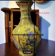 Vase Jingdezhen Qianlong Kiln Marked Ceramic Enameled Color Choice Red Yellow