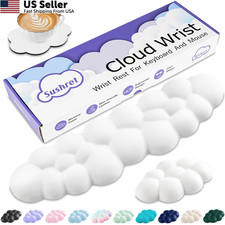 Cloud Keyboard Wrist Rest Pad Set PU Leather Memory Foam Arm Support White New
