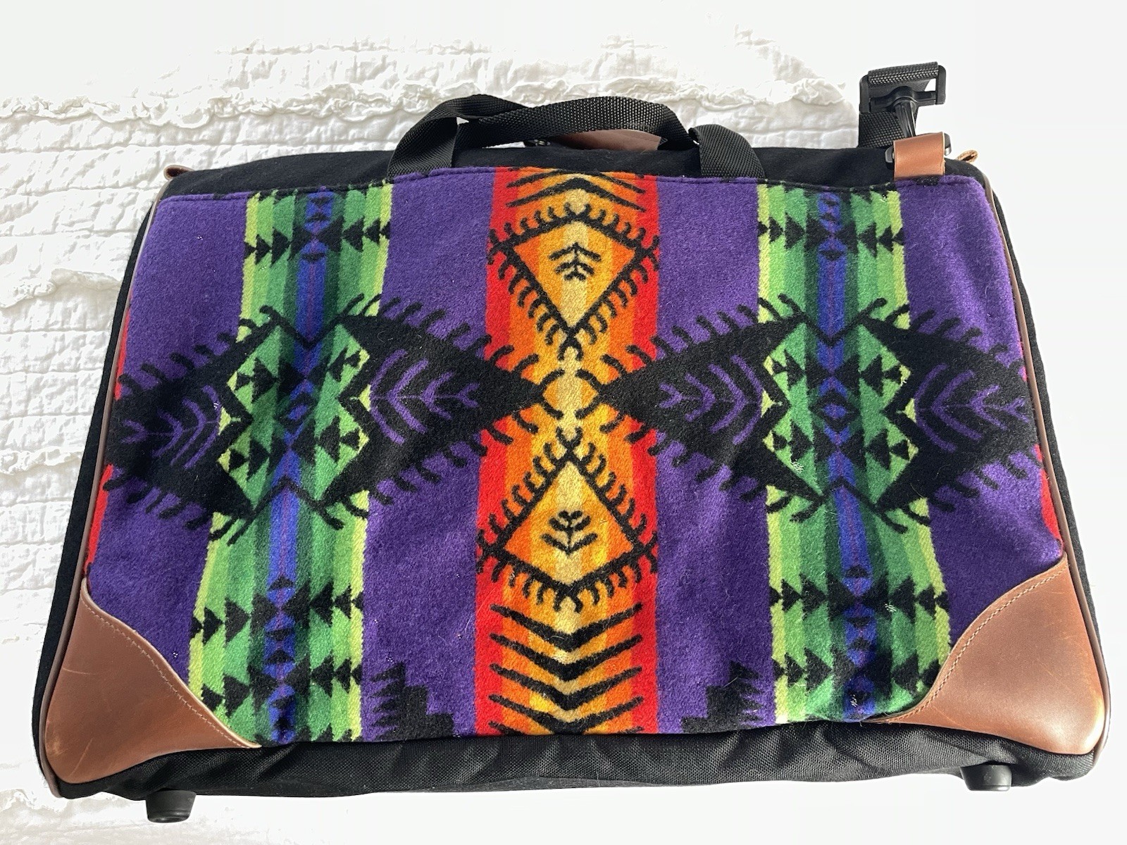 Pendleton Weekender Bag Wool Leather Southwestern… - image 2