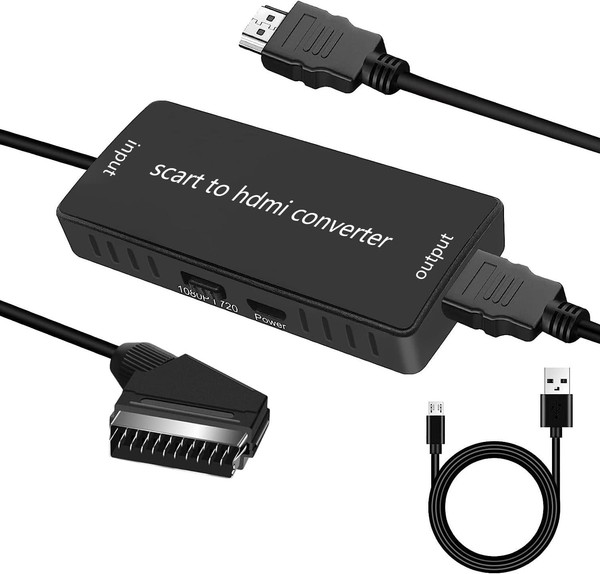 Hdmi-Scart-Adapter FüR Tv Scart Zu Hd 720P/1080P-Konverter FüR Hdtv/Monitor/Stb/-image