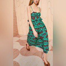 Ulla Johnson Amaliya Dress Malachite Animal Print Pattern Midi Dress Size 8