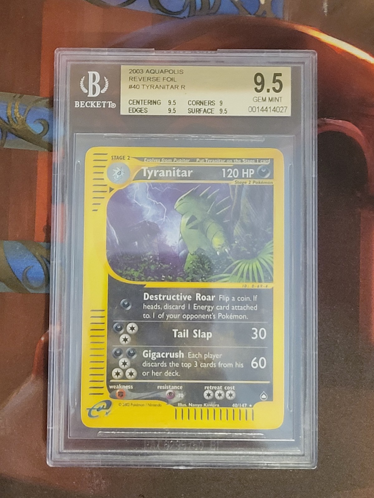 Pokemon Tyranitar Aquapolis Reverse Holo Rare #40 BGS 9.5 Gem Mint