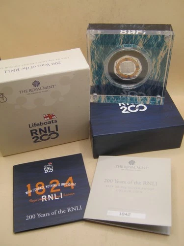 COINS BULLION - Silver Proof 2024 Royal Mint 200 Years RNLI Colorised 50p #B339