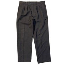 Vintage Elite Mens Plaid Pleated Trousers Navy Blue Black Checkered Made in USA