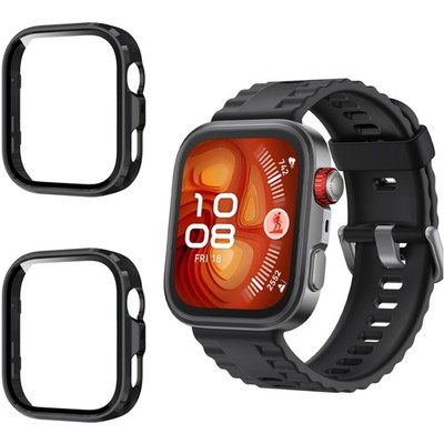 Hard Hülle Huawei Watch Fit 4 Pro, Stoßfest, HD Displayschutz, 2 Stück, Schwarz