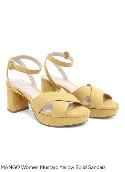 Women Mango Heels Yellow Textile 40