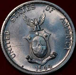 Uncirculated 1944 S Philippines 50 Centavos Silver Foreign Coin
