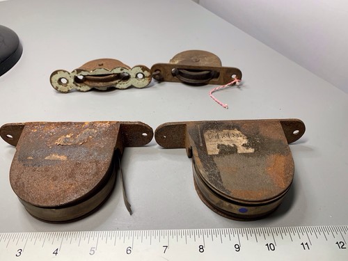Lot of 4 Antique Vintage Windows Sash Weigh Rope Roller - Bild 5 von 5