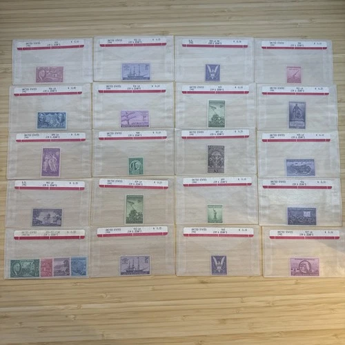US Stamp Lot 20 Mint Singles MNH MH 1910s-1950s Collection Vintage Glassines