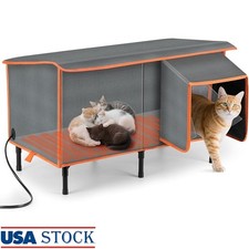 Heated Cat House Waterproof Insulated Pet Shelter Safe Heating Pad Outdoor Use