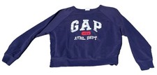 Gap Athletic Dept Logo Pullover Sweatshirt Crew Neck Navy M Cotton Blend