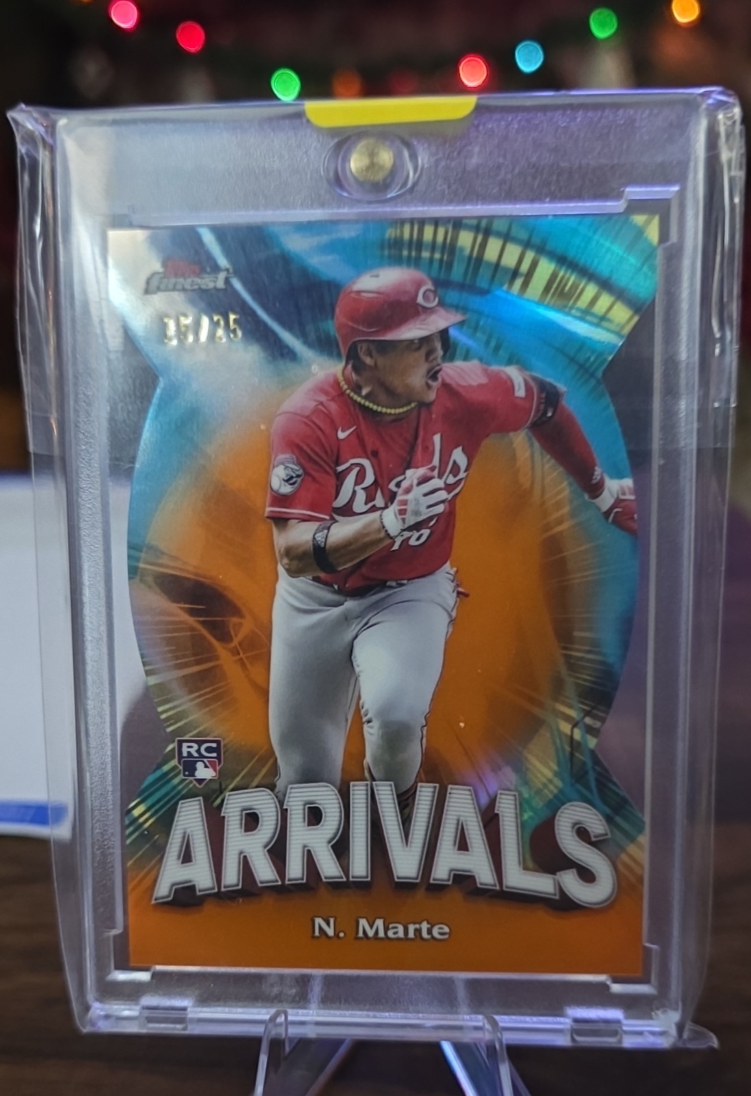 2024 Topps Finest - Arrivals Noelvi Marte #A-10 Orange Refractor 15/25 (RC)