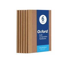 Composition Notebook 6 Pack 60 Sheets College Ruled 5.75 x 8 Inches Kraft 63831