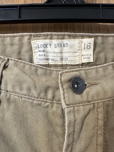 Lucky Brand Boys Beige Chino Pants Cotton Twill Regular Fit Pockets YD0695