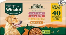 WINALOT Sunday Dinner Mixed in Gravy Wet Dog Food Pouches 40x100g 4.00 per kilo