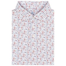 Rhoback Men's Performance Polo Pennant Race Print Breathable Stretch Shirt