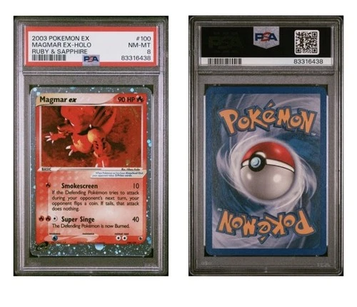 Pokémon Magmar EX Ruby & Sapphire #100/109 Holo Ultra Rare PSA 8 2003 English