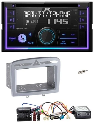 JVC CAN-Bus USB 2DIN DAB Bluetooth CD Autoradio für Peugeot 308 2009-2014 silber - Bild 1 von 4