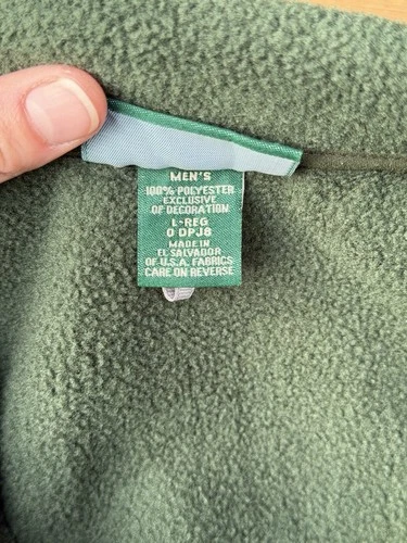 LL Bean Full Zip Fleece Jacket Mens L Forest Green Zip Pockets Outdoor Gorpcore image 5