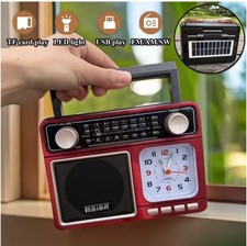 New Green Retro FM AM SW Band solar Radio Portable Emergency clock radio.